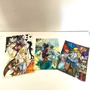 ANIMEE Watercolor hand painted expression artwork set of 3 paintings